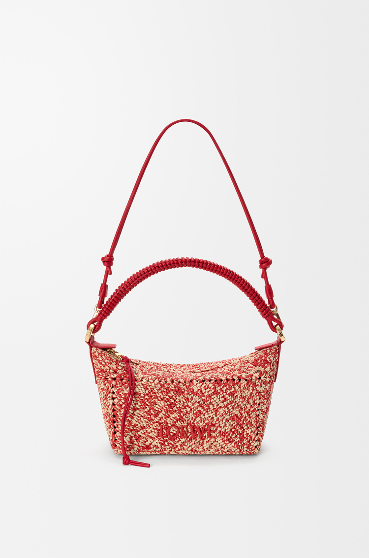 LOEWE Cala mini bag in melange raffia Red