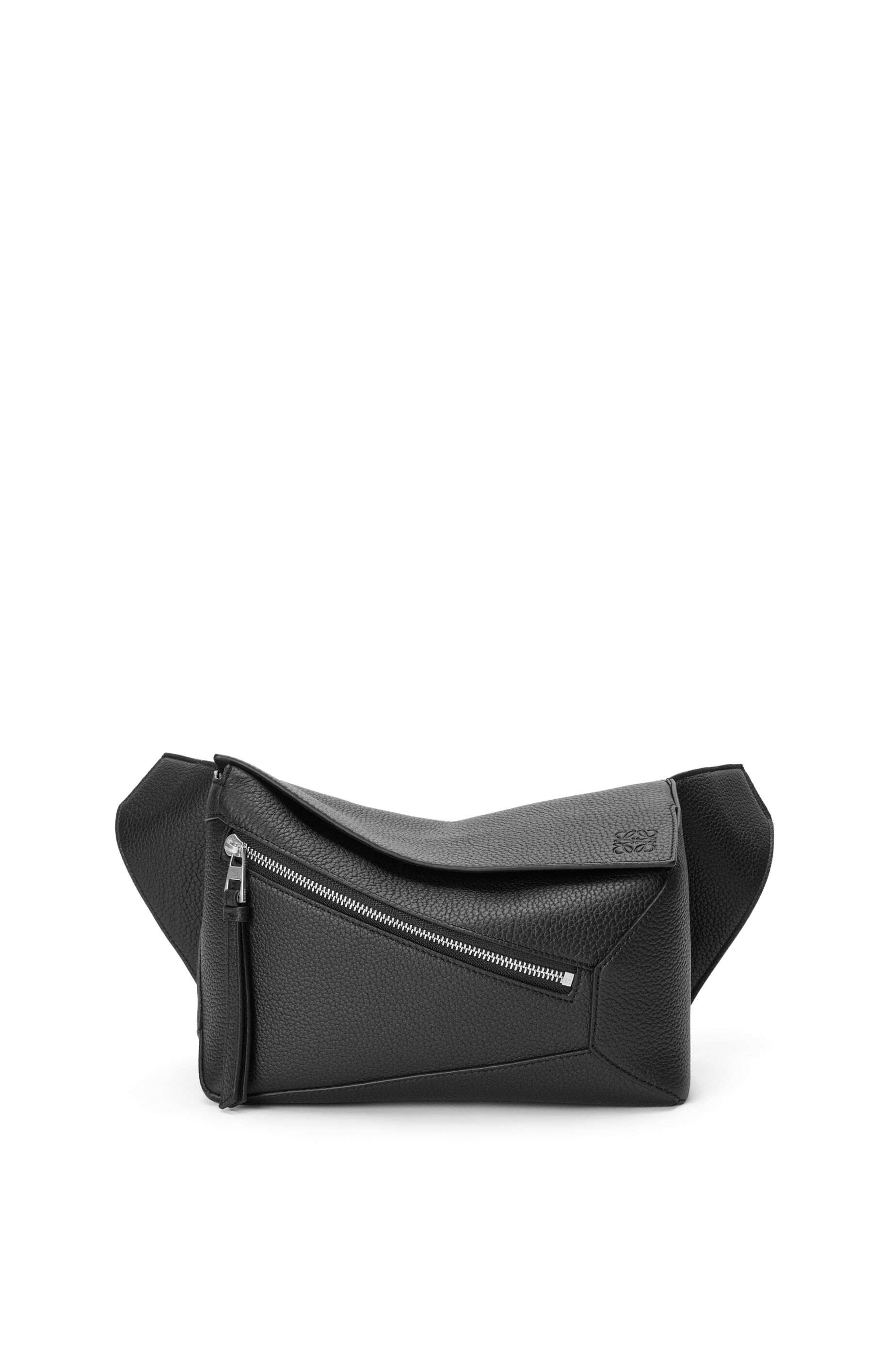 Small Puzzle bumbag in grained calfskin Black LOEWE