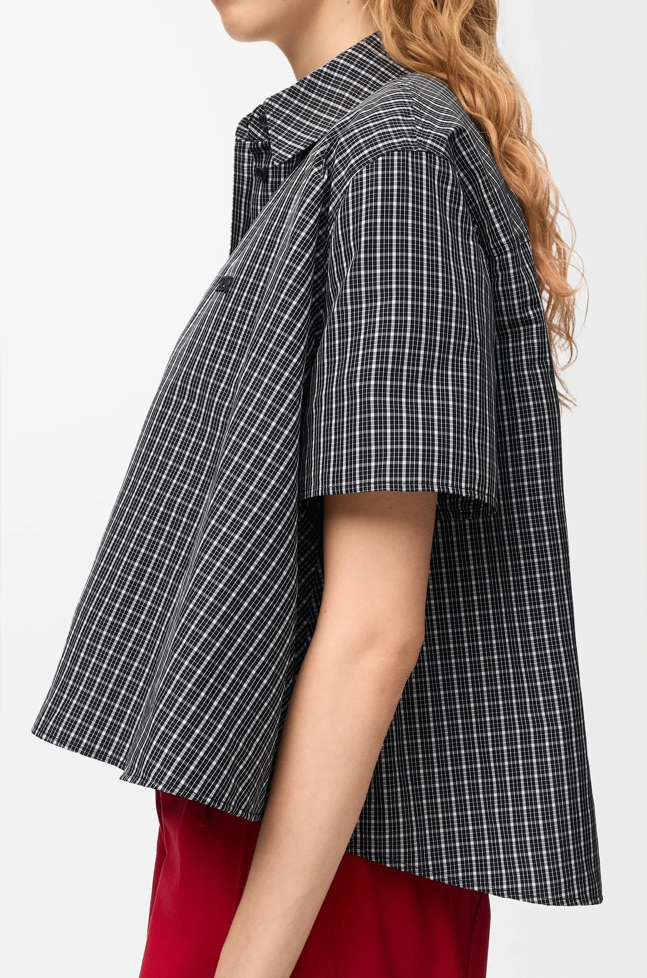 LOEWE Short sleeve trapeze shirt in technical cotton Black/White