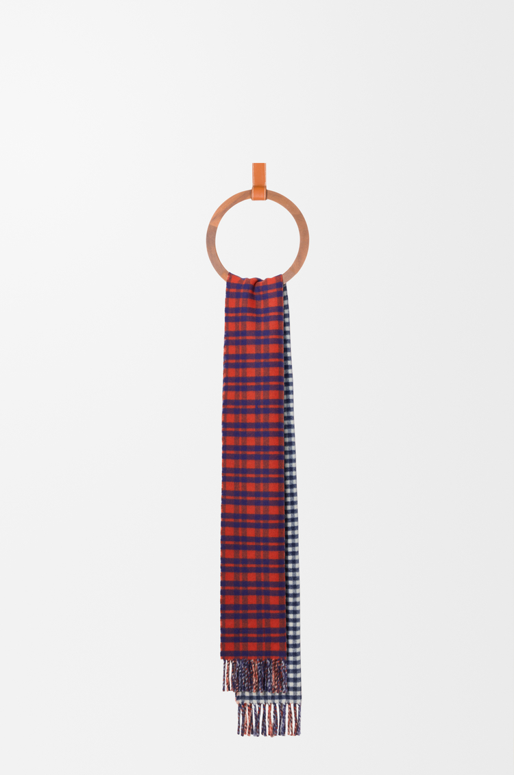 LOEWE Bufanda en mezcla de lana y cashmere Rojo/Azul