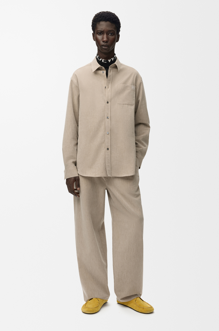 LOEWE Drawstring trousers in wool and cotton Beige