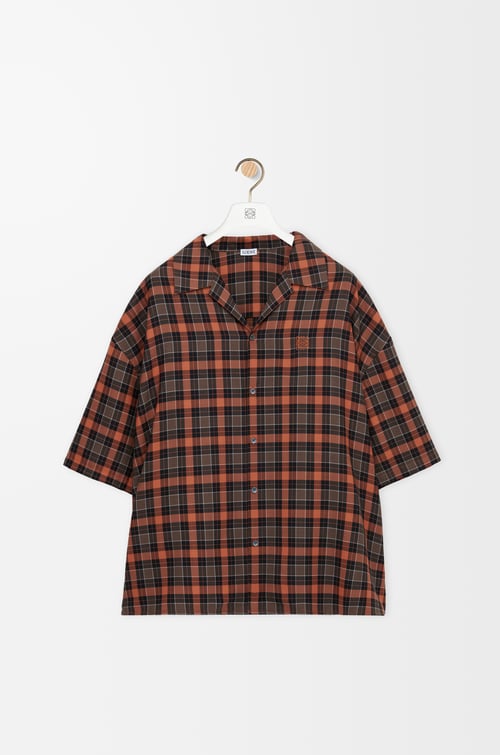 LOEWE Short sleeve shirt in wool blend Orange/Black