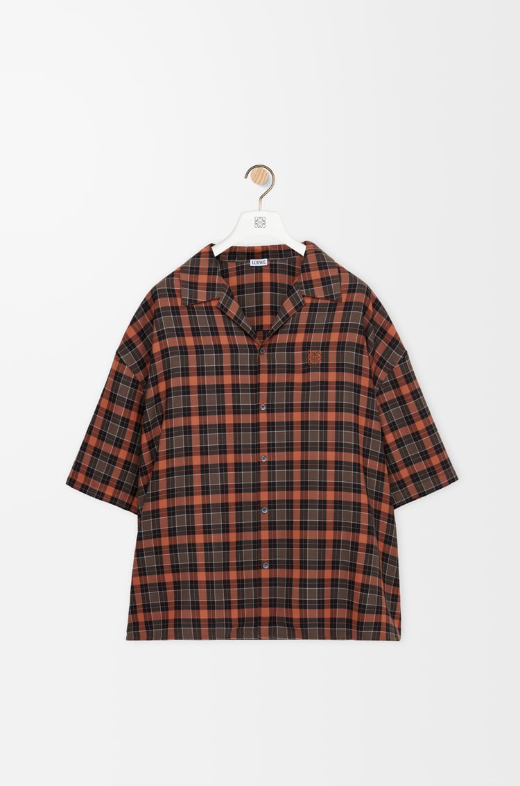 LOEWE Short sleeve shirt in wool blend Orange/Black