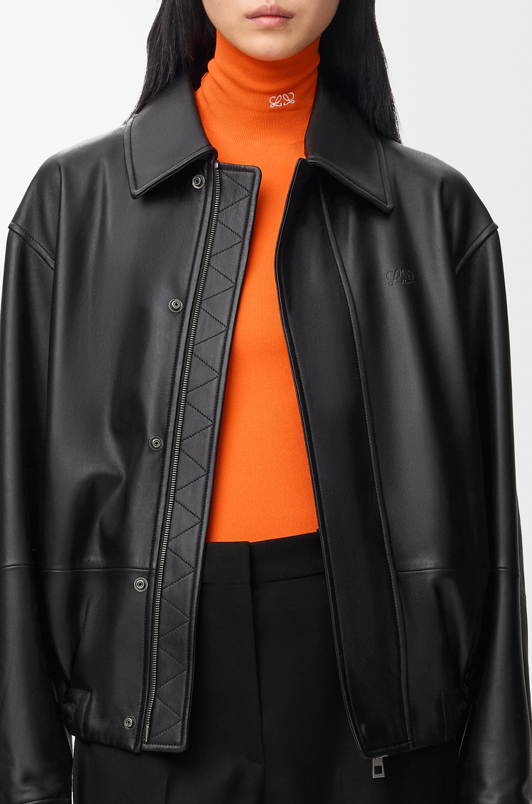LOEWE Chaqueta con cordón de ajuste en piel napa de cordero Negro