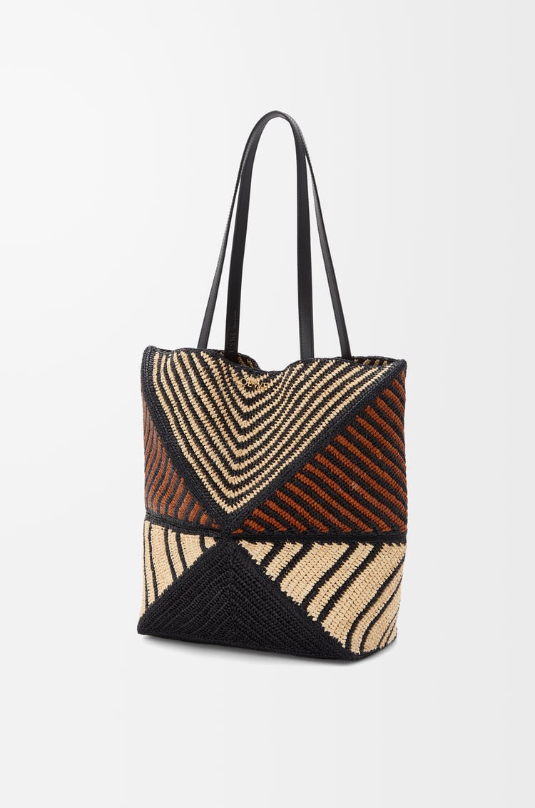 LOEWE Bolso Puzzle Fold Tote en rafia Natural/Dorado Miel