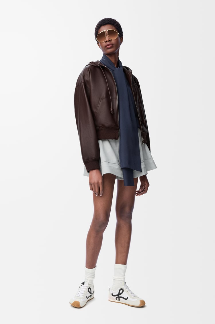 LOEWE Flamenco hoodie in nappa lambskin Marrón Chocolate
