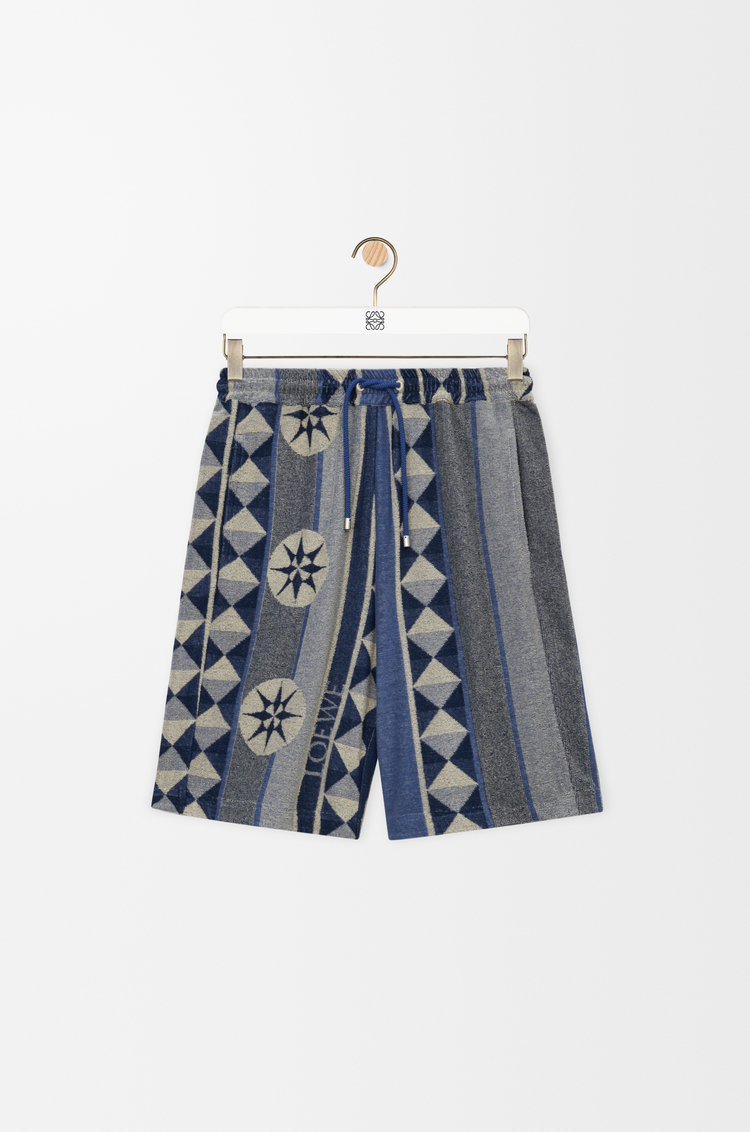 LOEWE Pantalón corto en jacquard de algodón Azul/Multicolor