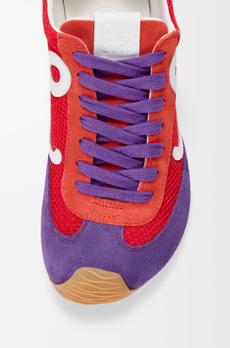 LOEWE Ballet Runner 2.0 in suede and mesh Rojo/Blanco/Morado