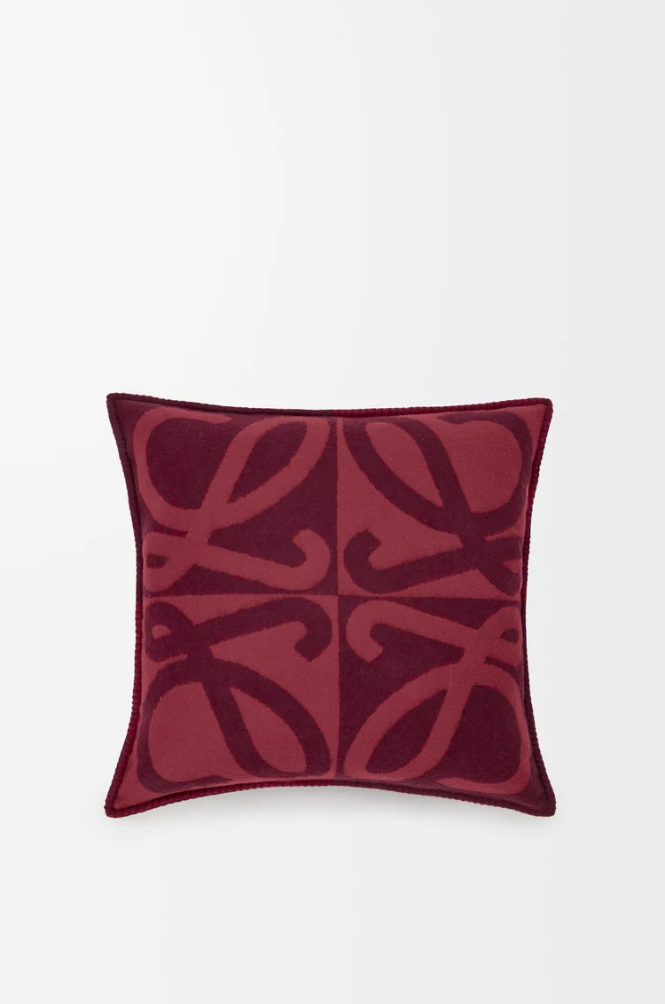 LOEWE Cushion in wool and cashmere Burgundy/Mahogany