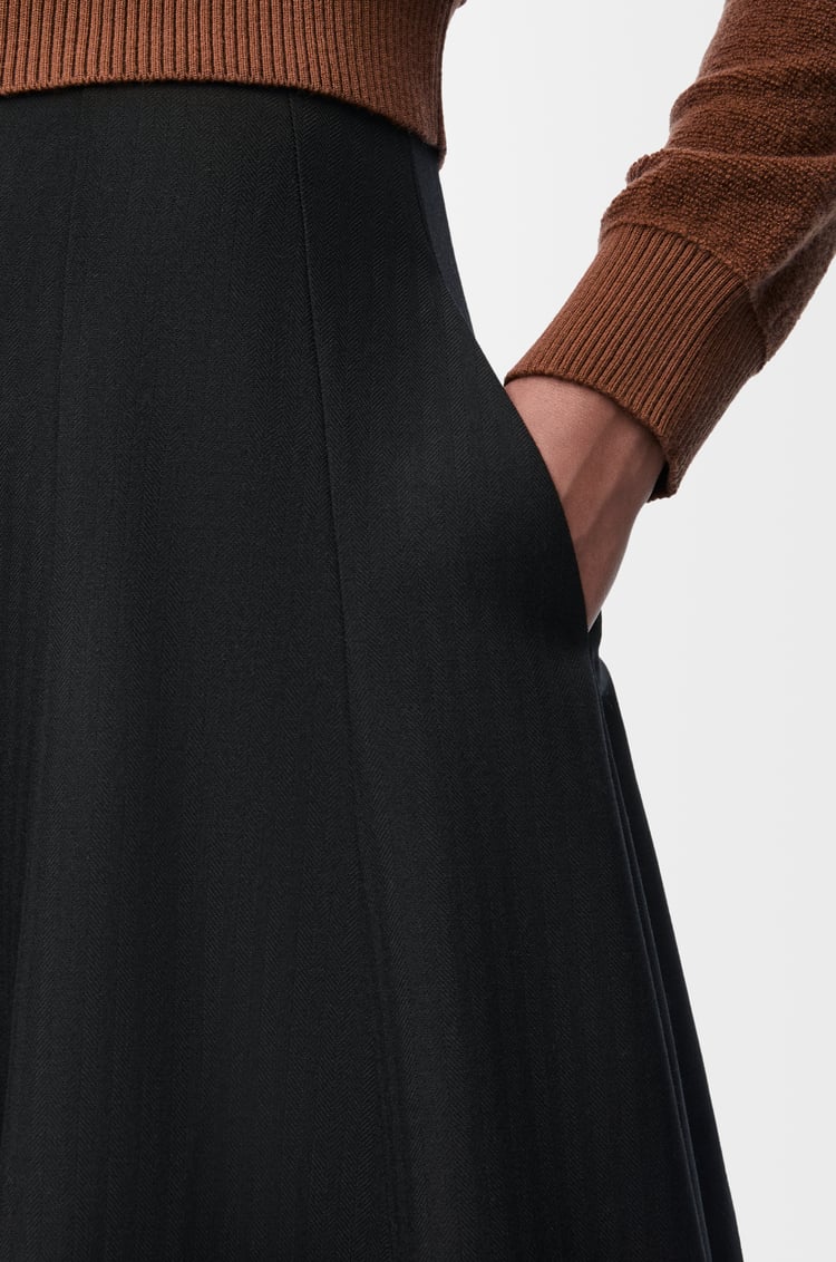 LOEWE Falda de doble capa en lana Negro