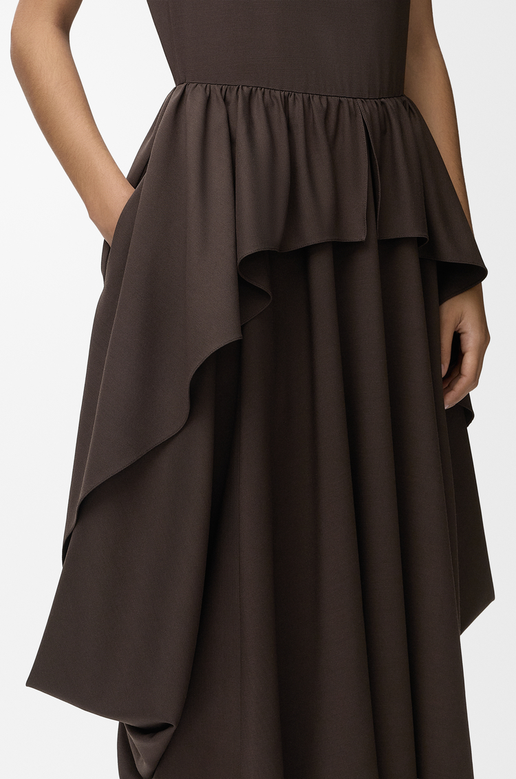 LOEWE Vestido en mezcla de viscosa y lana Marrón