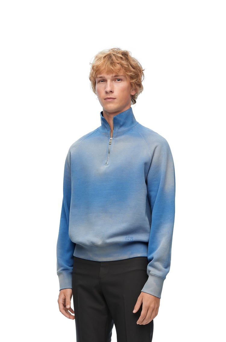 LOEWE Zip-up sweatshirt in cotton Washed Blue