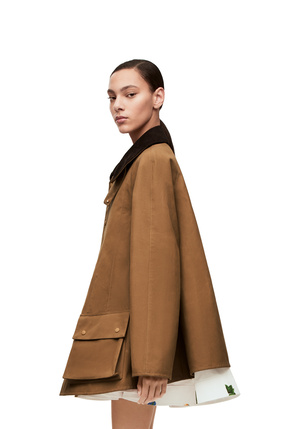 LOEWE Trapeze parka in waxed cotton Chestnut
