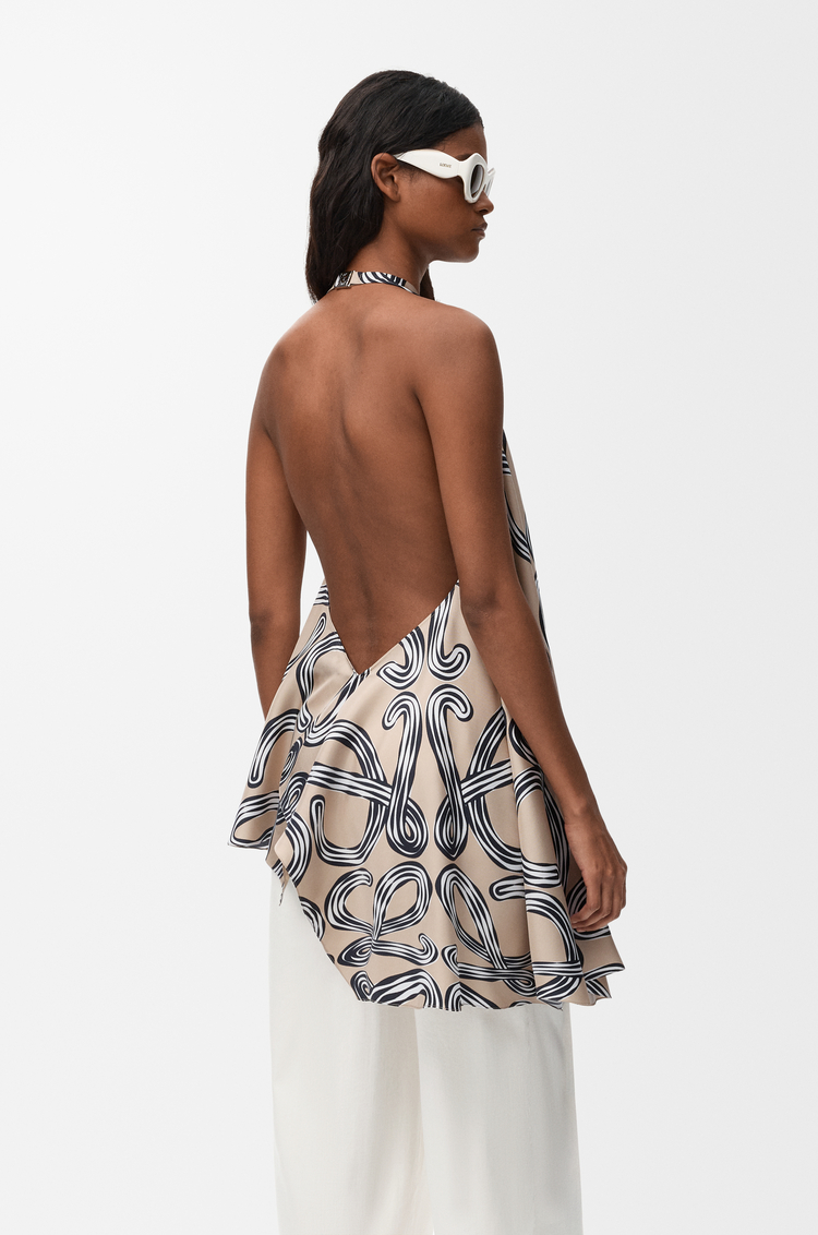 LOEWE 丝绸上衣 米黄色/黑色