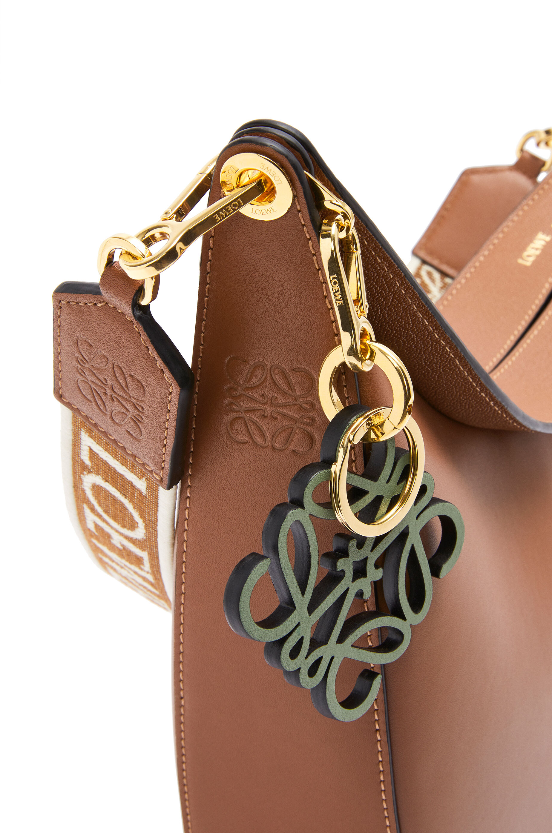 Bolso LOEWE Luna en piel de ternera satinada y jacquard Pecana - LOEWE