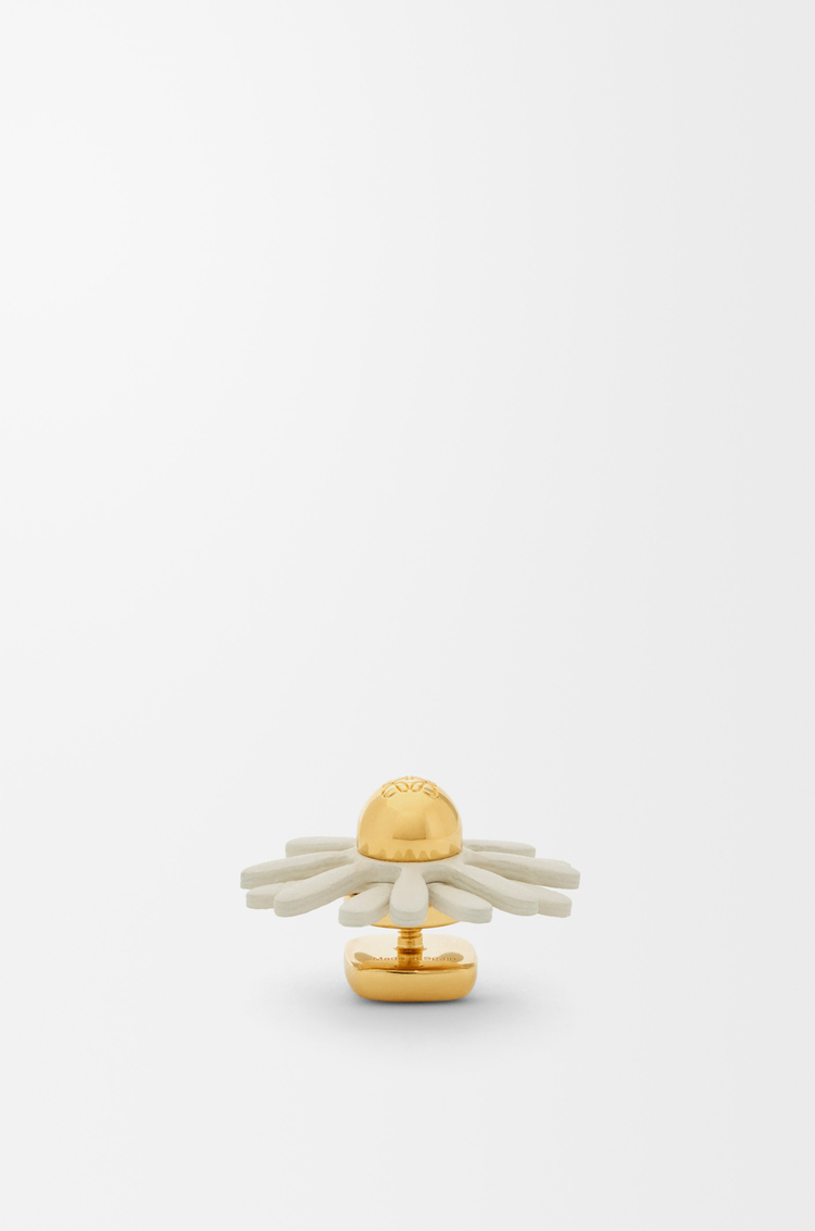 LOEWE Flower pin in calfskin White