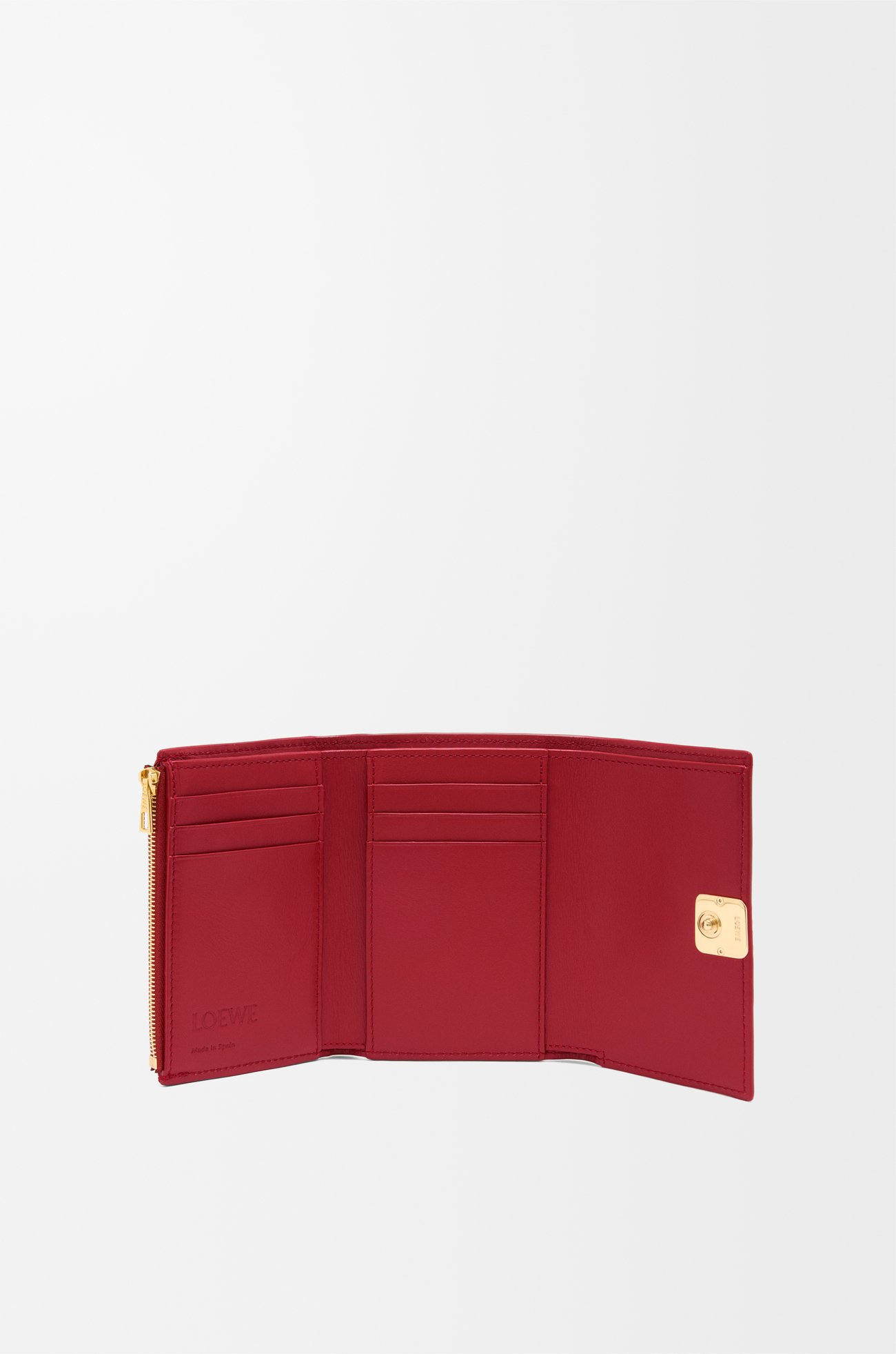LOEWE Puffer Anagram small vertical wallet in shiny nappa calfskin Burnt Red