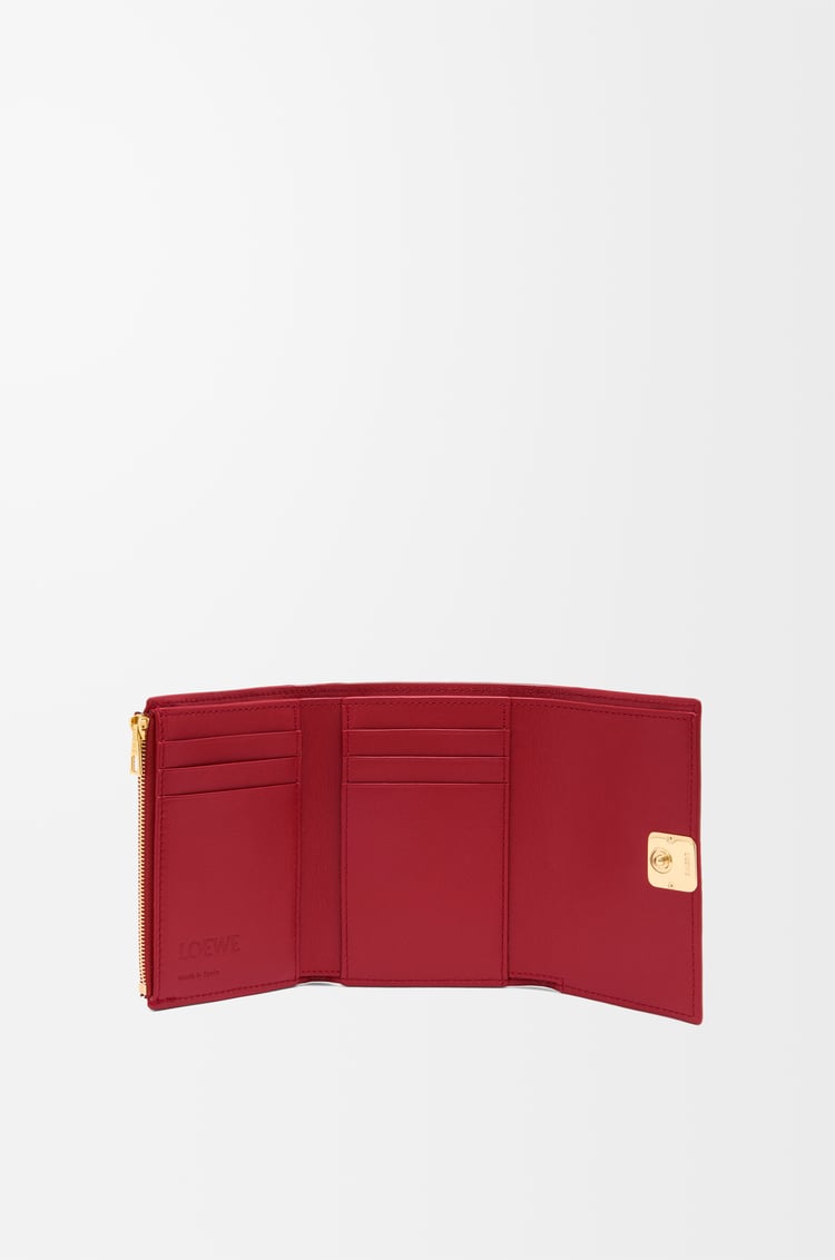 LOEWE Puffer Anagram small vertical wallet in shiny nappa calfskin Burnt Red