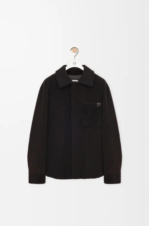 LOEWE Overshirt in shearling Dark Brown/Dark Brown