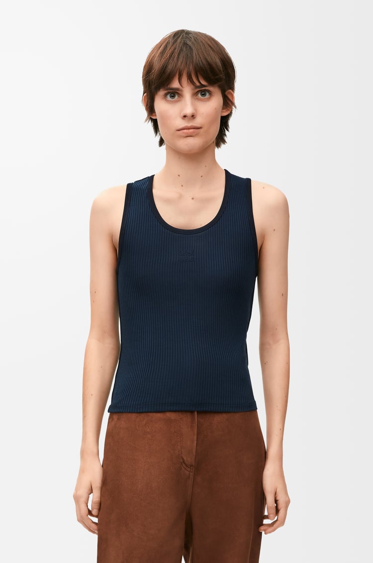 LOEWE Tank top in silk Deep Marine
