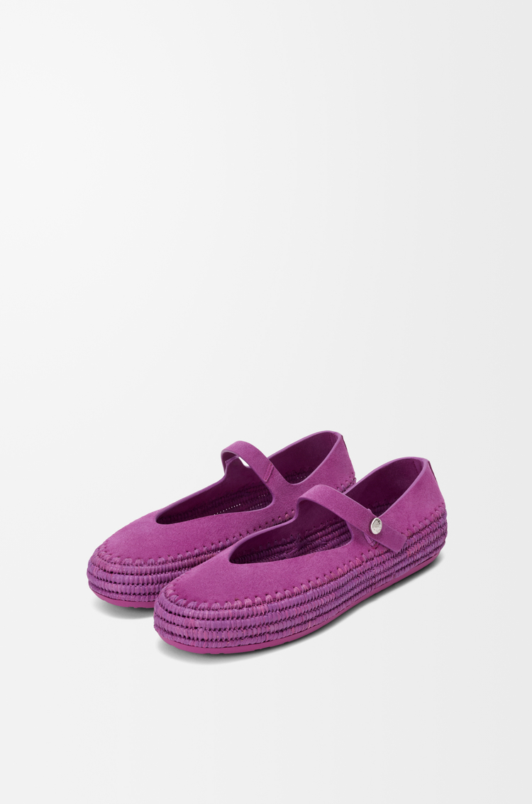 LOEWE リオ メリージェーン（スエード&ラフィア） オーキッド