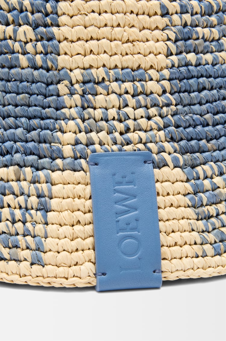LOEWE Bucket hat in raffia Natural/Light Blue