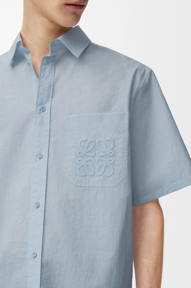 LOEWE Camisa de manga corta en mezcla de algodón Azul Claro