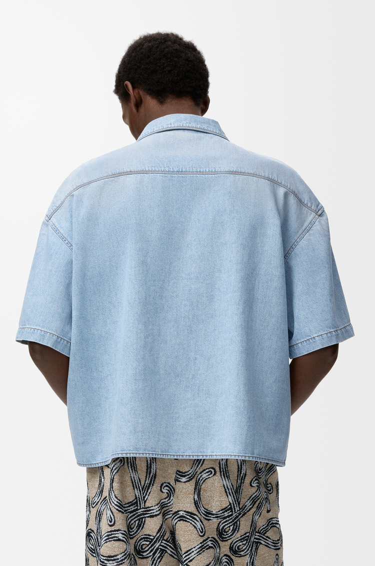 LOEWE Camisa de manga corta en denim Azul Lavado
