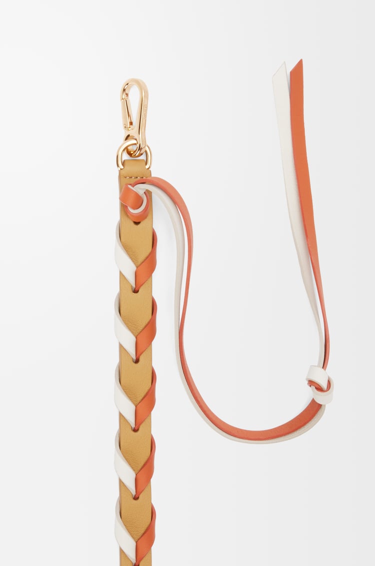 LOEWE Correa fina trenzada en piel de ternera Blanco Suave/Naranja Arce