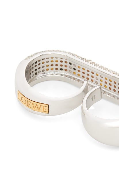 LOEWE Double Pavé ring in sterling silver and crystals Silver/Brown plp_rd
