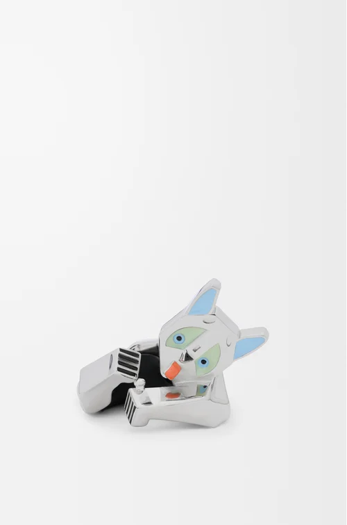 LOEWE Cat heel charm Silver/Blue