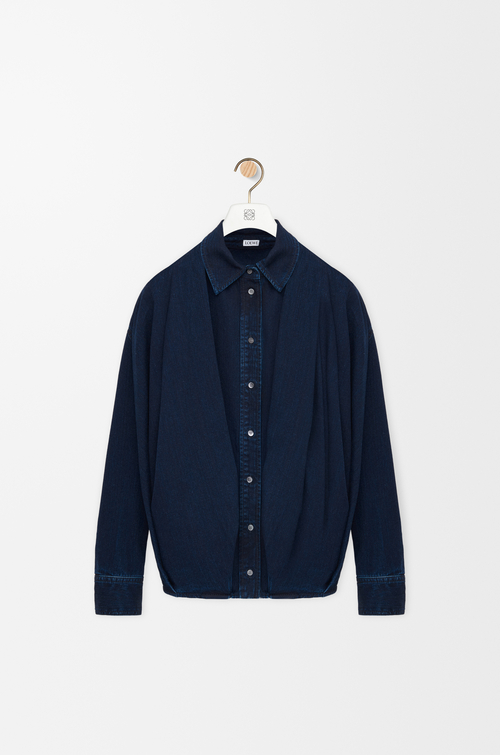 LOEWE Draped shirt in denim Dark Indigo