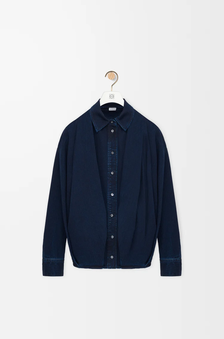 LOEWE Draped shirt in denim Dark Indigo