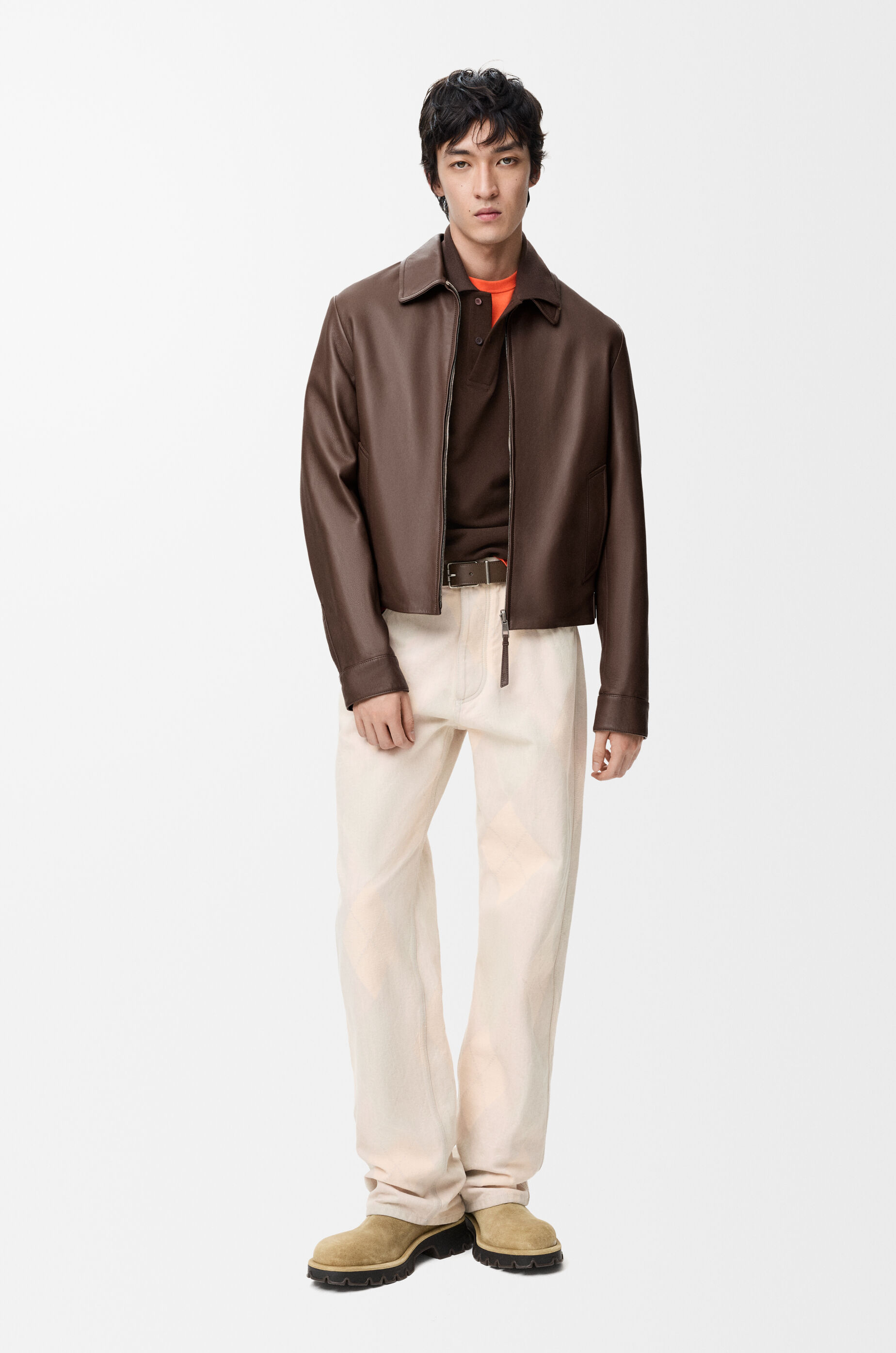 Zip-up jacket in nappa lambskin Brown - LOEWE International