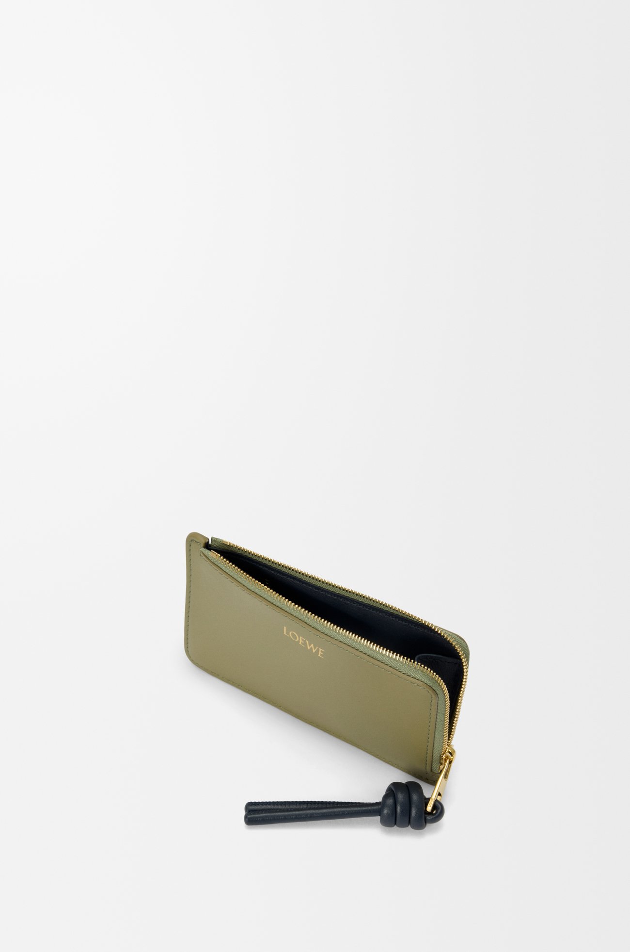 LOEWE Knot coin cardholder in shiny nappa calfskin Eucalyptus/Deep Navy