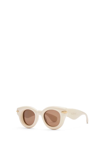 LOEWE Inflated round sunglasses in nylon Ivory/Brown plp_rd