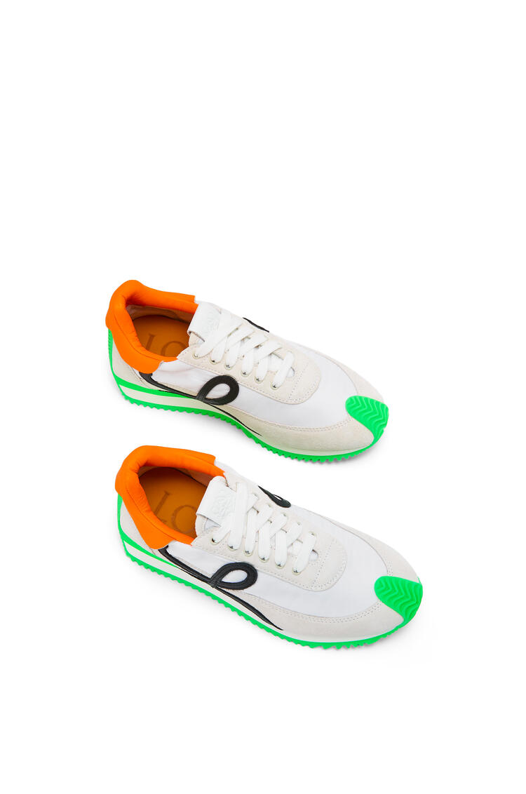 LOEWE 尼龙和绒面革 Flow 运动鞋 Soft White/Neon Green pdp_rd