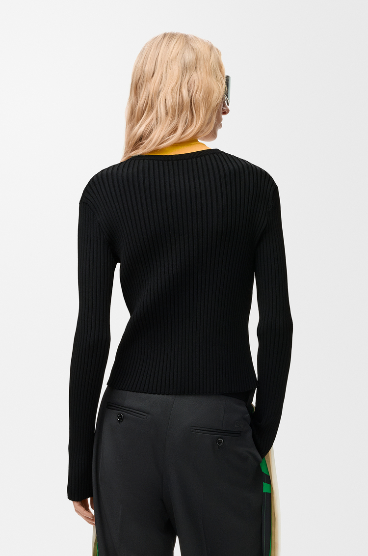 LOEWE Cardigan in viscose blend Black/Multicolor