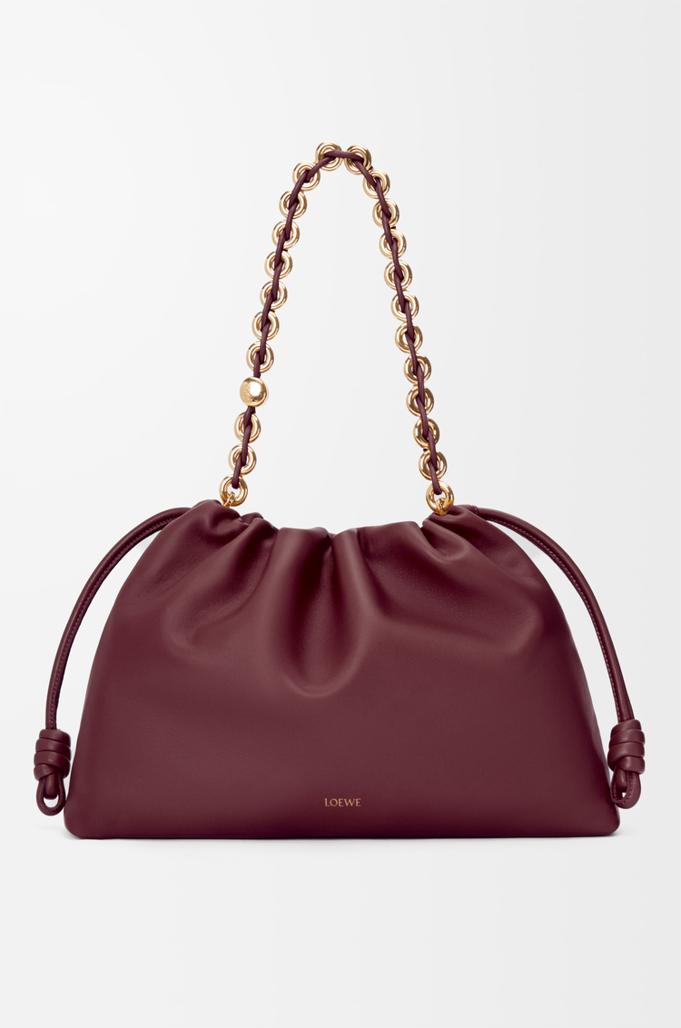 LOEWE 라지 플라멩코 펄스 - 멜로우 나파 램스킨 다크 버건디