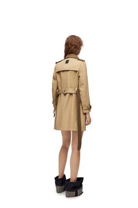 LOEWE Short trench coat in cotton, linen and cashmere Beige/Khaki Green