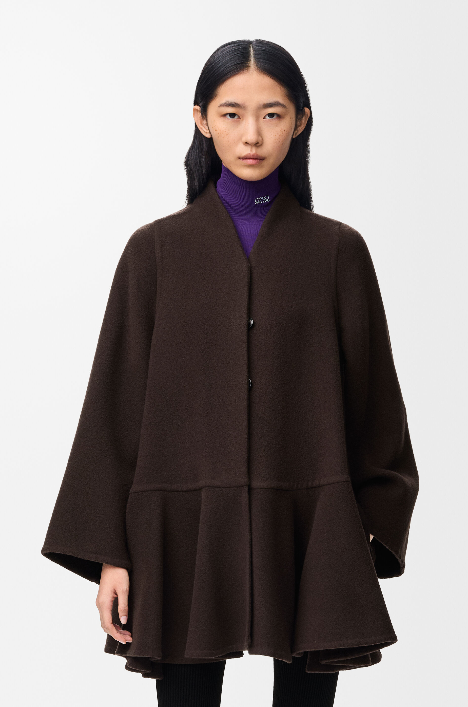 Short coat in wool and cashmere Brown - LOEWE USA Official Website