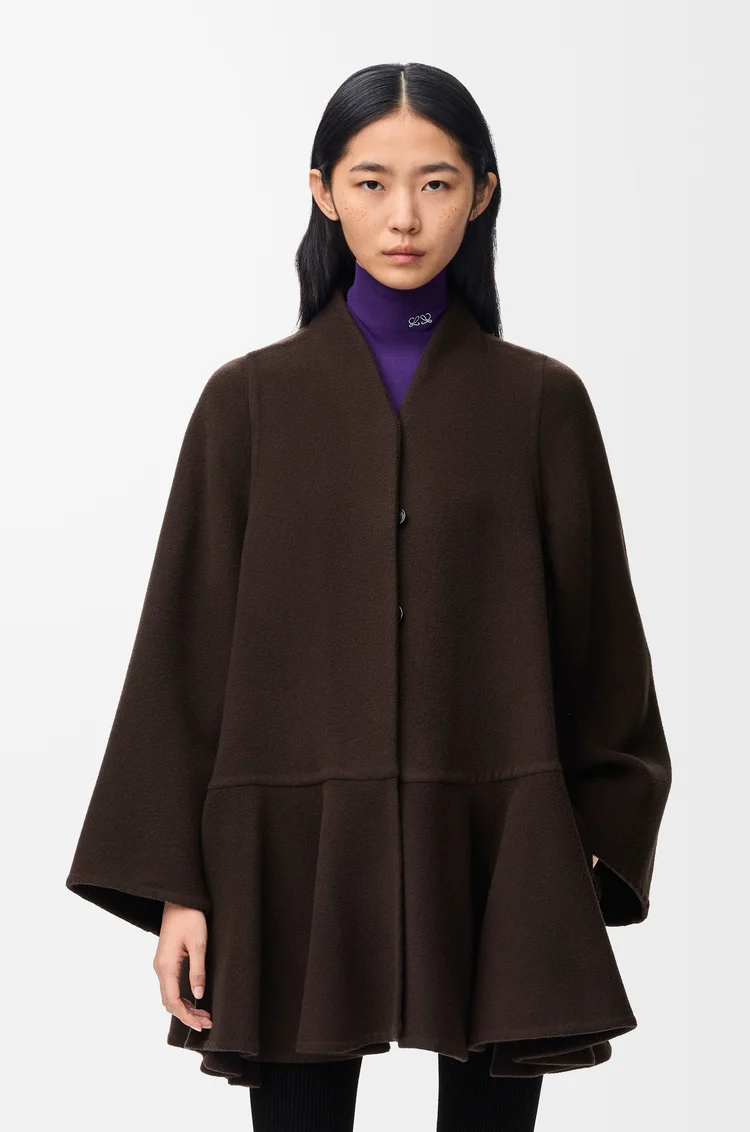 LOEWE Abrigo corto en lana y cashmere Marrón