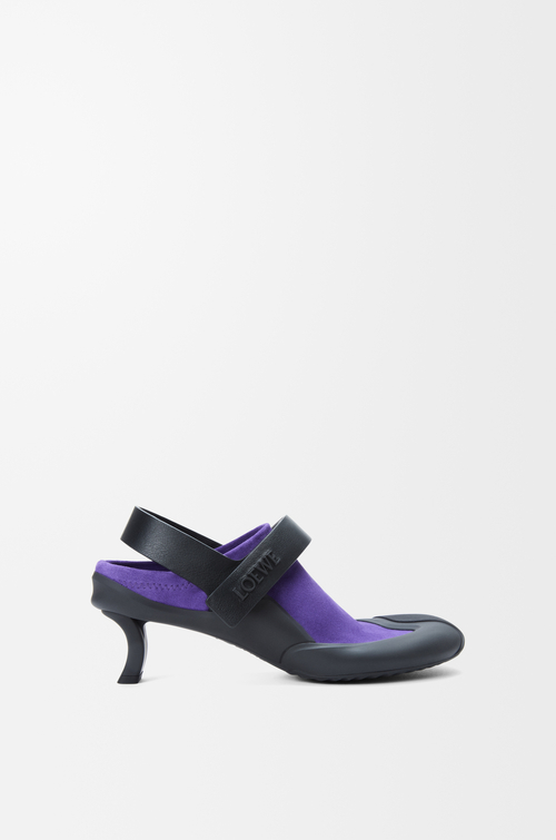LOEWE Zapato de salón destalonado Dive en ante elástico Morado Intenso/Negro
