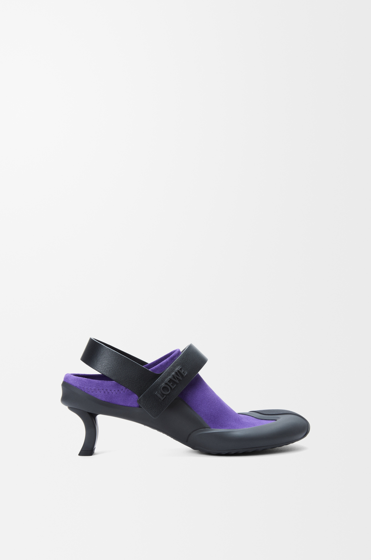 LOEWE Zapato de salón destalonado Dive en ante elástico Morado Intenso/Negro