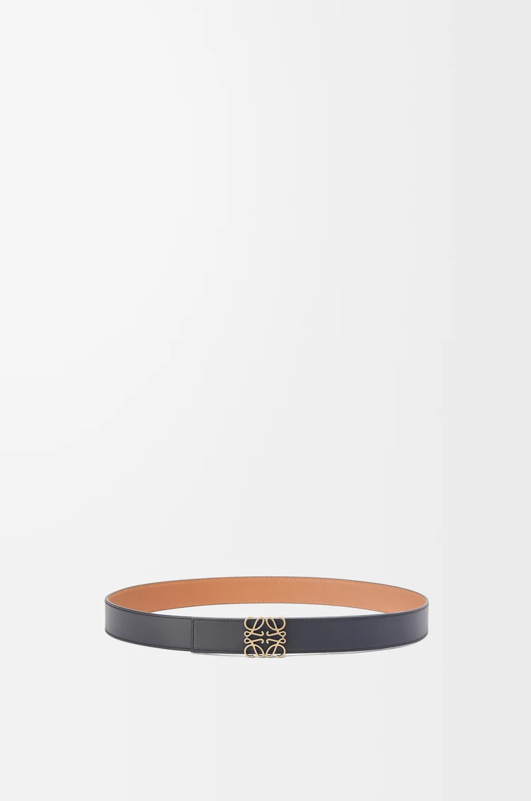 LOEWE Cinturón Anagram reversible en suave piel de ternera graneada Bronceado/Negro/Oro Viejo