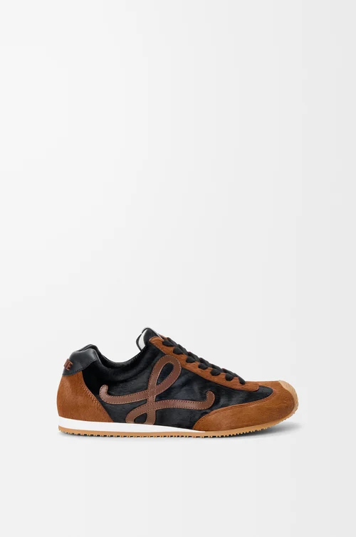 LOEWE Ballet Runner 2.0 in hairy calfskin Black/Squirrel