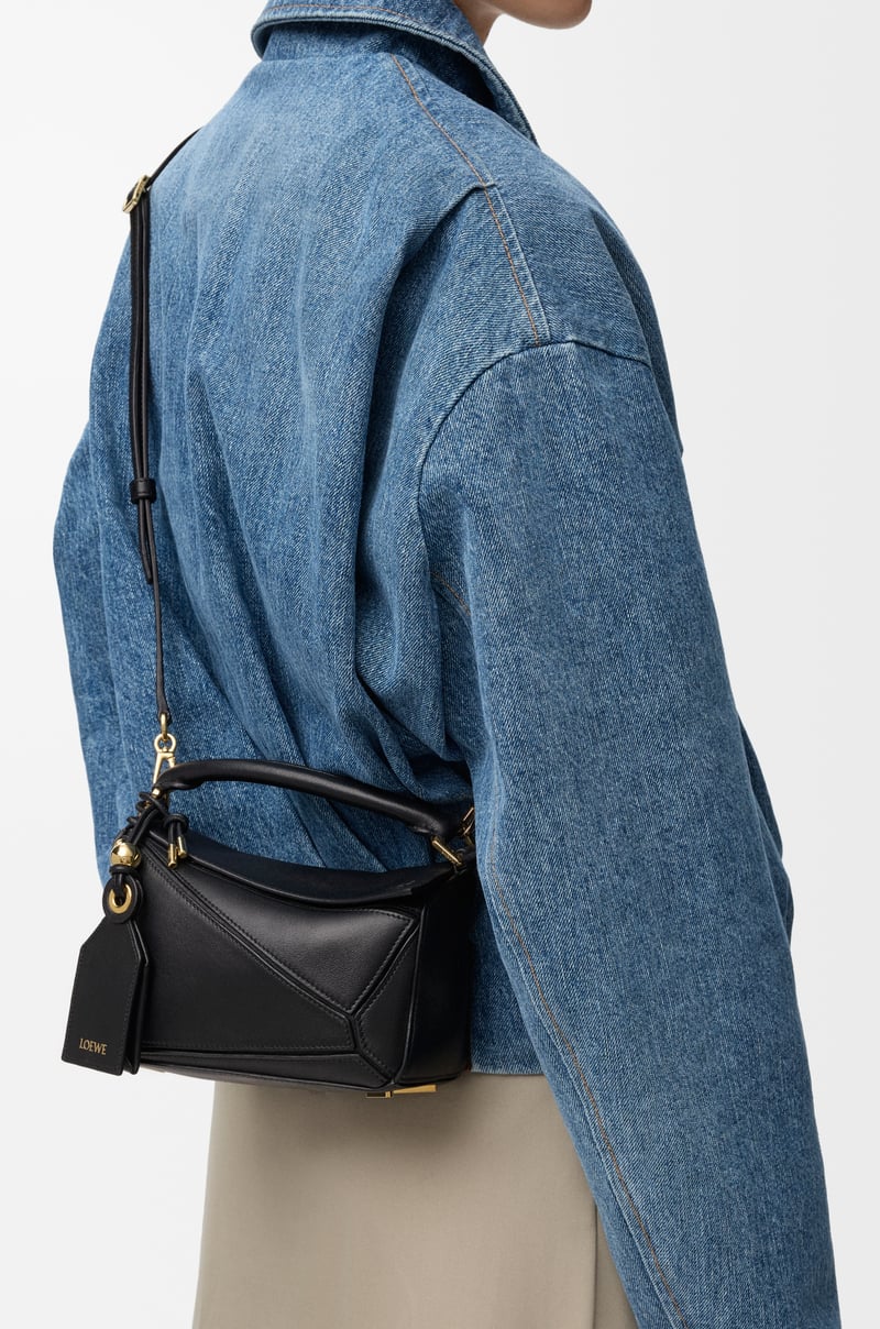 LOEWE Mini Featherlight Puzzle bag in nappa lambskin Black