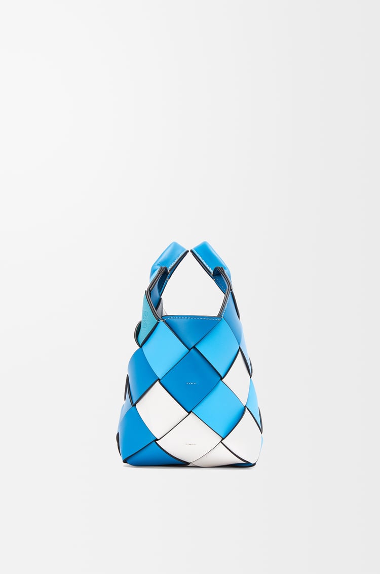 LOEWE Small Surplus Leather Woven basket bag in calfskin Blue/Blue