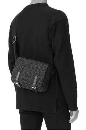 LOEWE XS Military messenger bag in Anagram jacquard and calfskin Anthracite/Black plp_rd