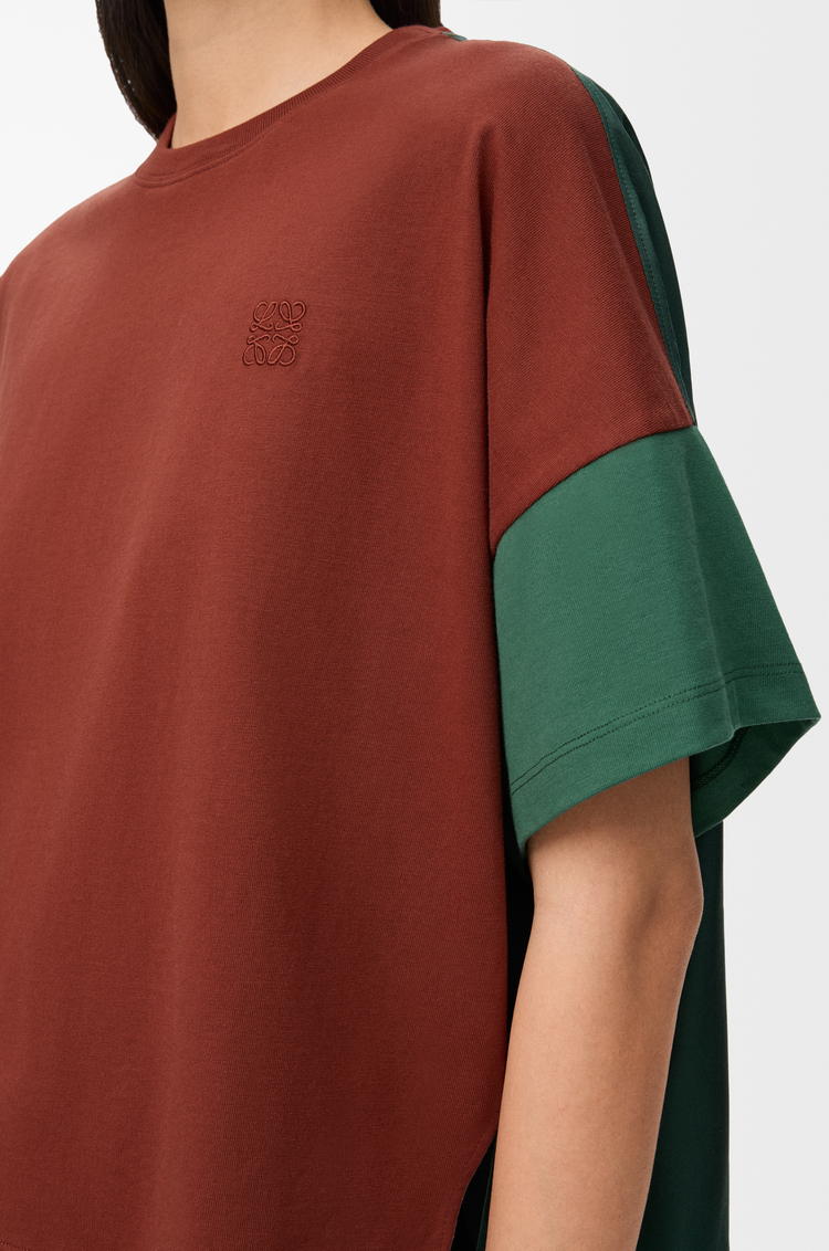 LOEWE ボクシーフィット Tシャツ（コットン&シルク） ブラウン/ダークグリーン